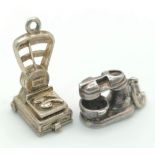 2 X STERLING SILVER FOOD THEMED CHARMS - ELECTRONIC MIXER AND SCALES. 2cm and 2.2cm length, 7g total