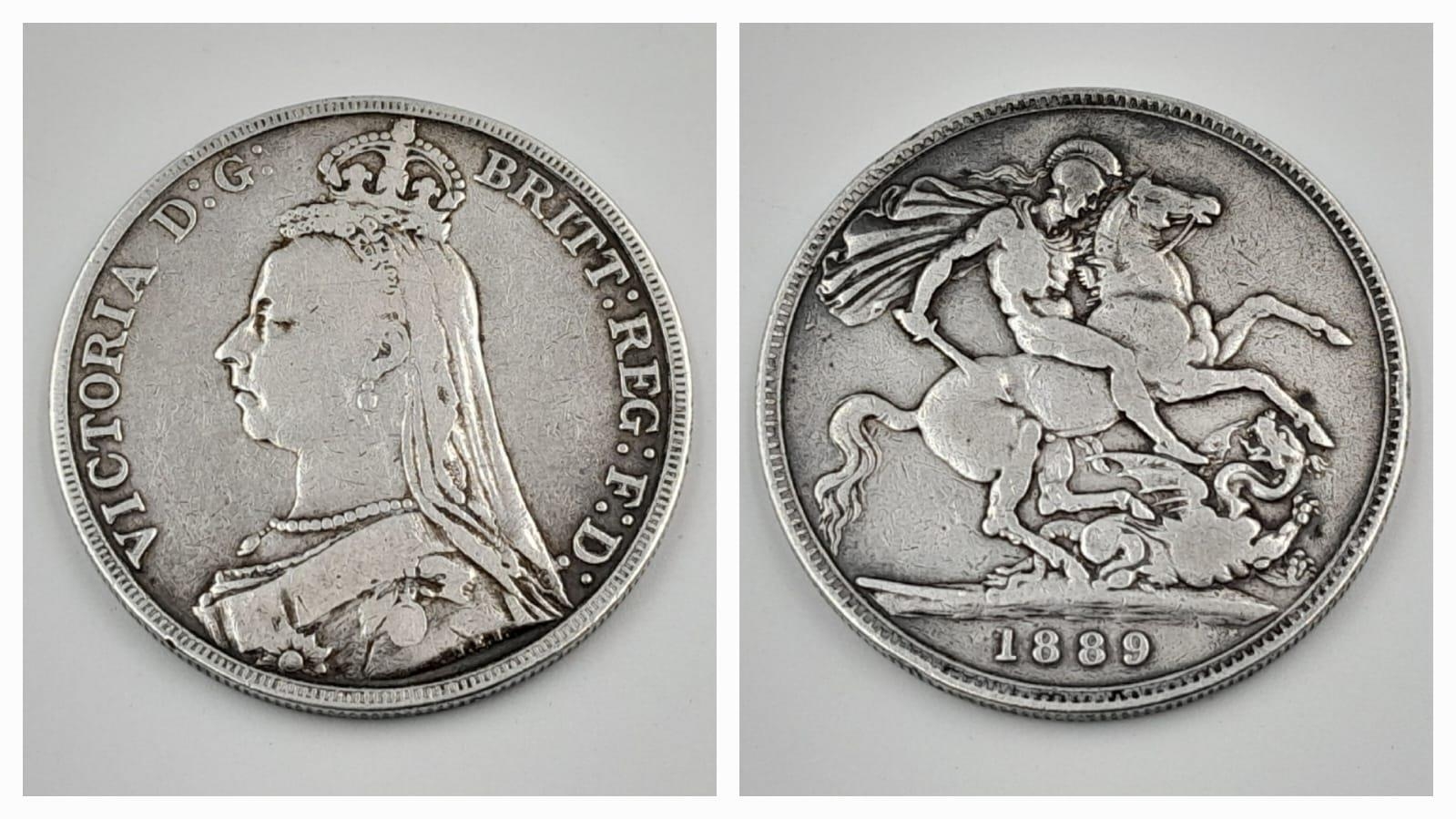 An 1899 Queen Victoria Silver Crown Coin. VF/EF grade but please see photos.