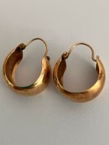 Classic 9 carat GOLD WIDE BAND HOOP EARRINGS. Full UK hallmark. Please see pictures. 2.48 Grams.