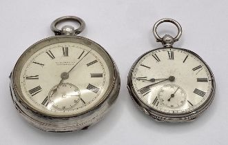 Two antique silver gents pocket watches. As found.