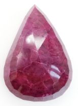 A Large Pear Shaped 800ct Red Corundum (Ruby) Gemstone. Colour enhanced. No certificate so as found.