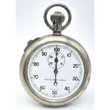 A Vintage Excelsior Park 1940 Military Stopwatch. Top winder. White dial with sub dial. In working