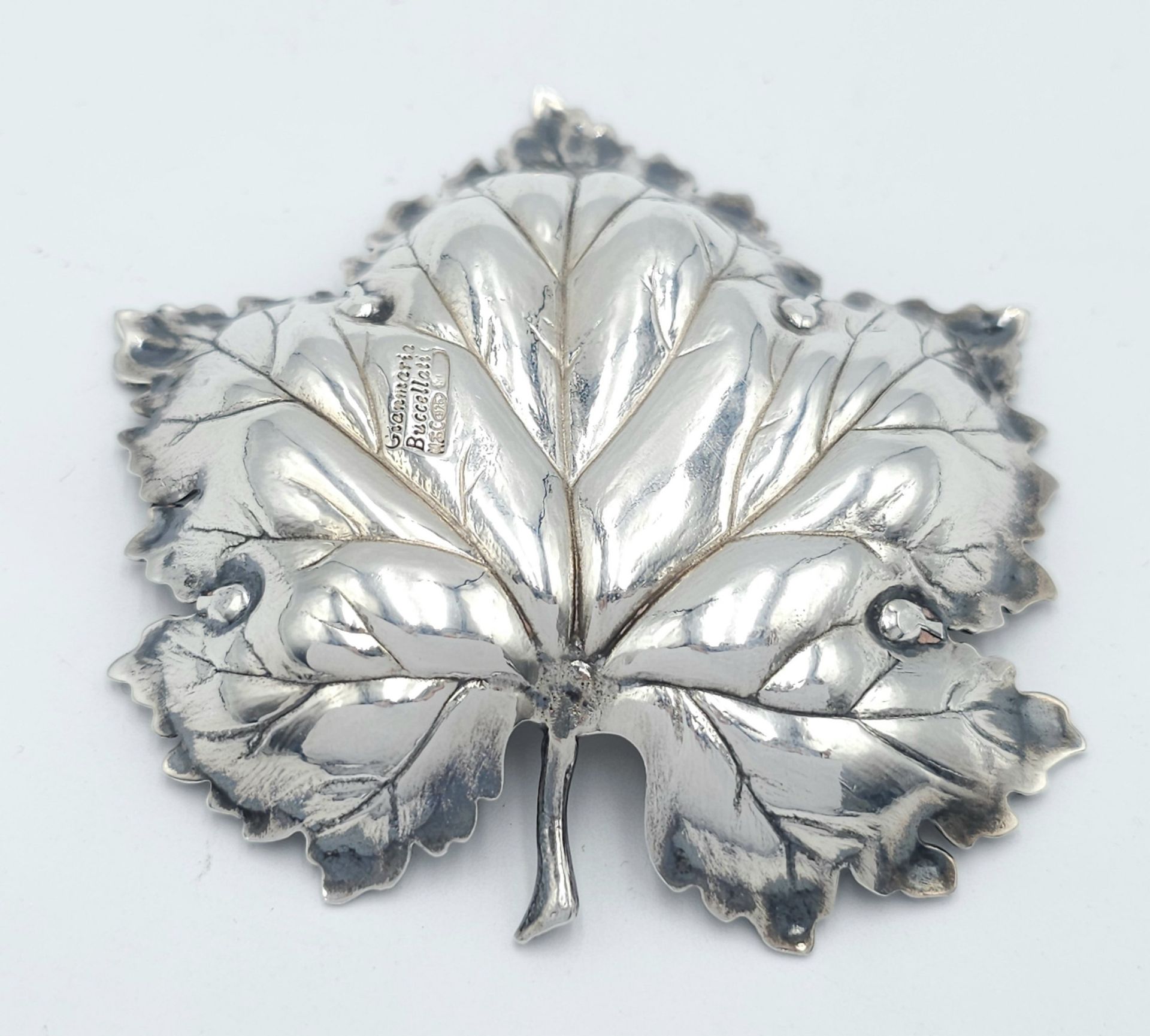 A Gianmaria 925 Sterling Silver Small Maple leaf Dish. 7.5cm 35g - Bild 5 aus 6
