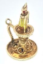 A Vintage 9K Yellow Gold Candle Holder Pendant/Charm. 2.5cm. 2.8g