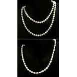 2 x Cultured Pearl Necklaces. 45cm and 91cm length. 62.75g total weight.