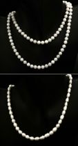 2 x Cultured Pearl Necklaces. 45cm and 91cm length. 62.75g total weight.