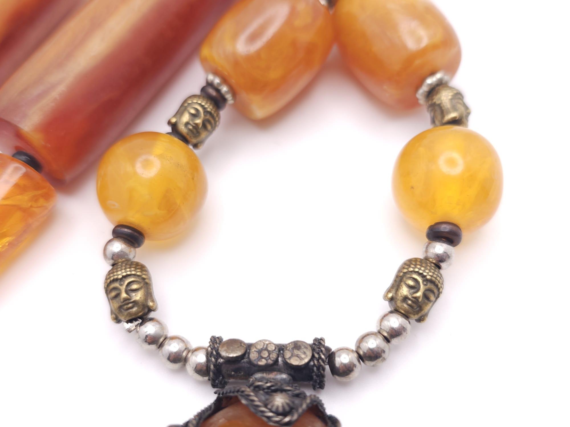 Two Amber Resin Statement Necklaces and Pendants. Both 56cm. - Image 12 of 16