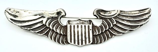 Theatre Made WW2 Sterling Silver USAAF Pilots Wings.