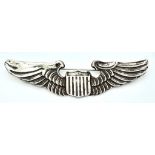 Theatre Made WW2 Sterling Silver USAAF Pilots Wings.