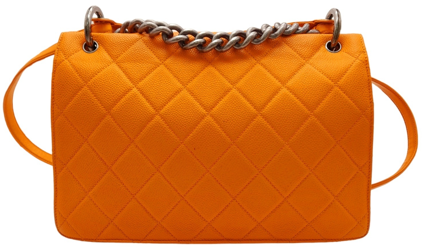 A Chanel Orange Quilted Caviar Leather Retro Shoulder Bag. Front flap with CC turn-lock and - Image 8 of 14