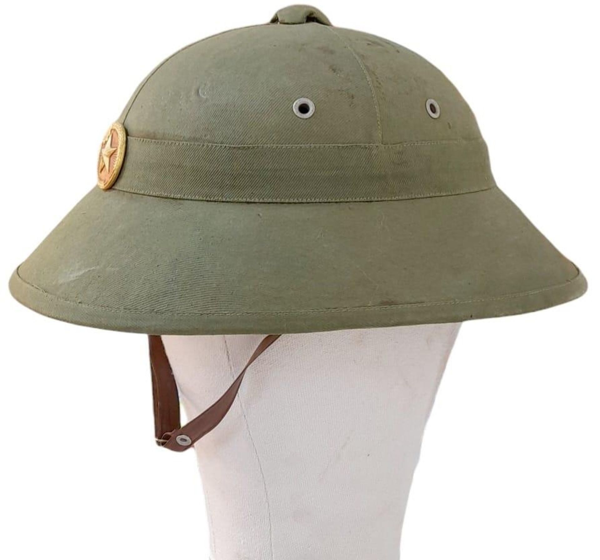 Vietnam War Era North Vietnamese Army (NVA) Fiber Helmet. - Image 2 of 5