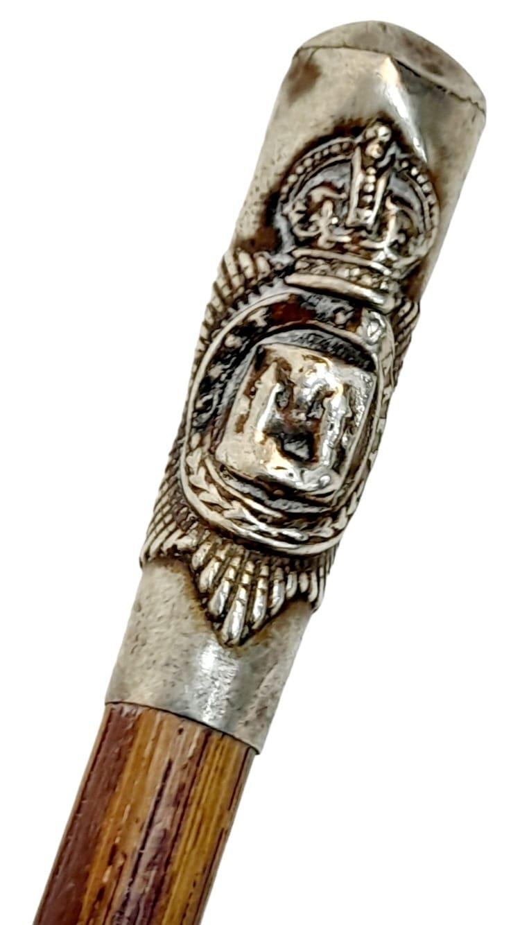 WW1 East Surrey Regiment Officers Silver Top Swagger Stick. - Image 3 of 5
