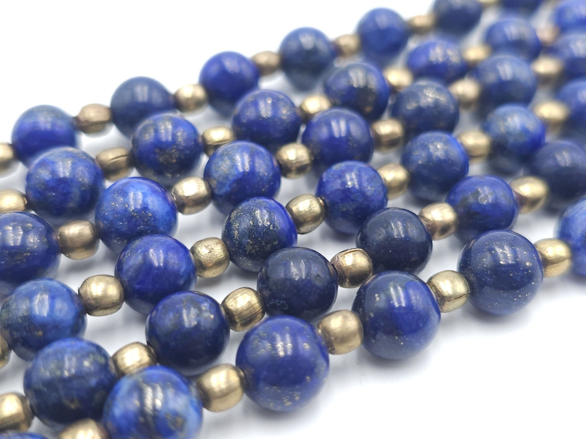 A Vintage Lapis Lazuli three strand necklace with large conical pendant. Also comes with a pair of - Image 9 of 11