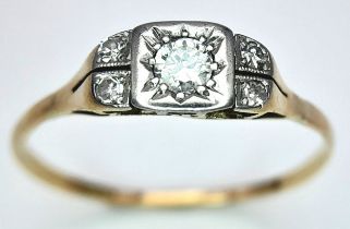 An 18K Gold Art Deco Style Diamond Ring. Size V. 2g total weight.