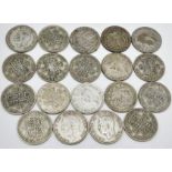19 Pre 1947 British Silver Half Crown Coins. 265g total weight.