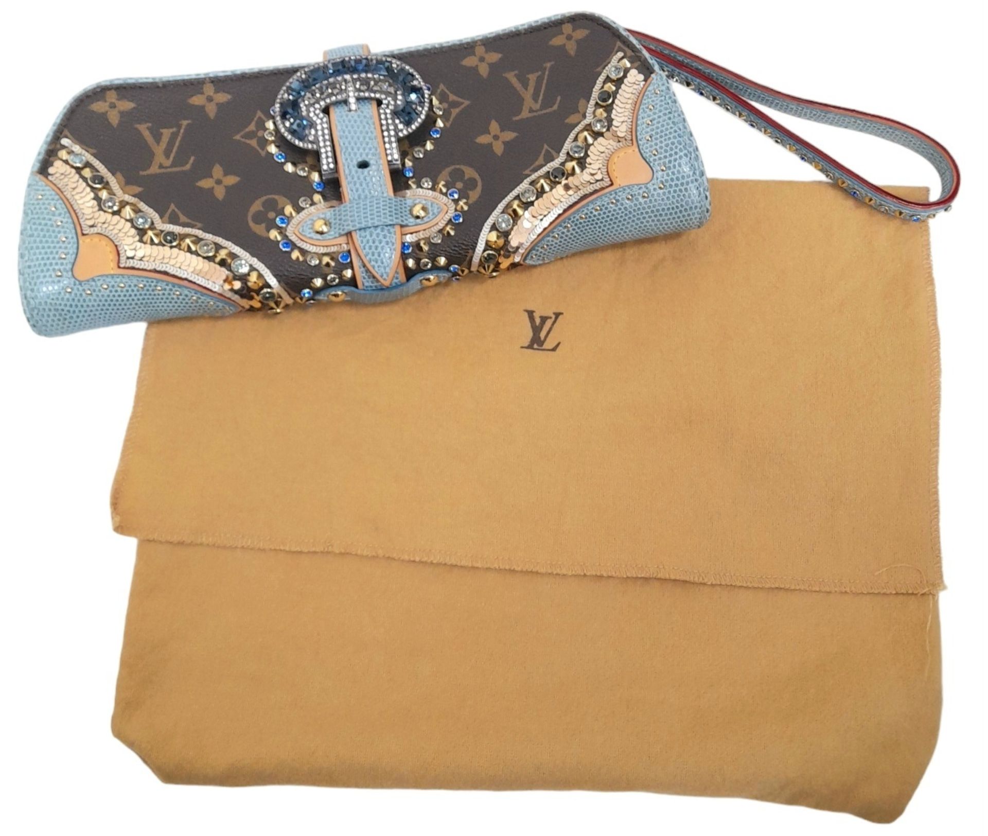 A Louis Vuitton Monogram Les Extraordinaires Clutch Bag. Leather exterior with stone and stud - Bild 10 aus 15