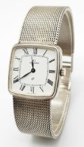 A Rare Garrard Sterling Silver Gents Quartz Watch. Sterling silver bracelet and case - 29mm. White
