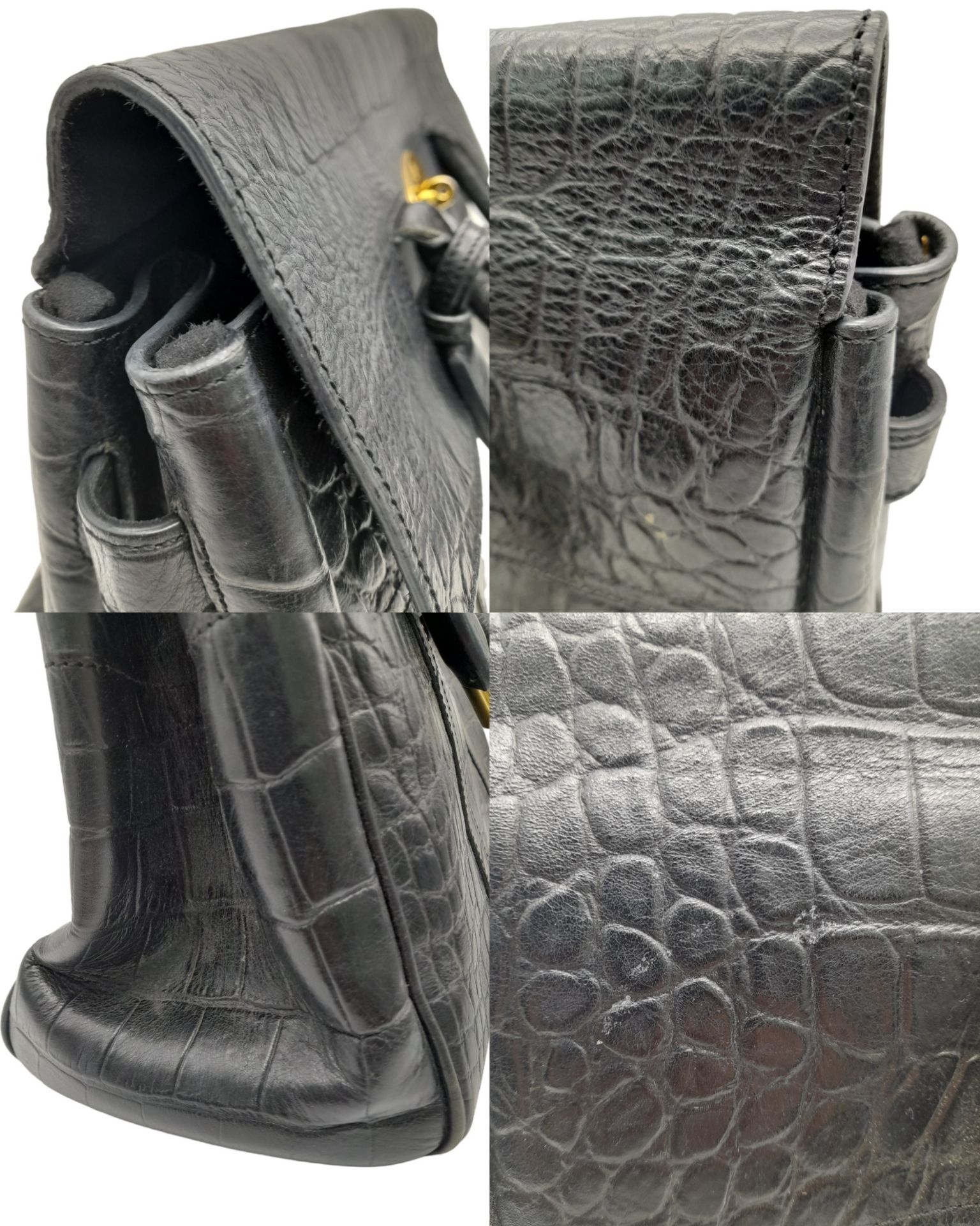 A Mulberry Bayswater Handbag. Black Croc Embossed Leather exterior, gold-tone hardware, a clochette, - Bild 6 aus 7