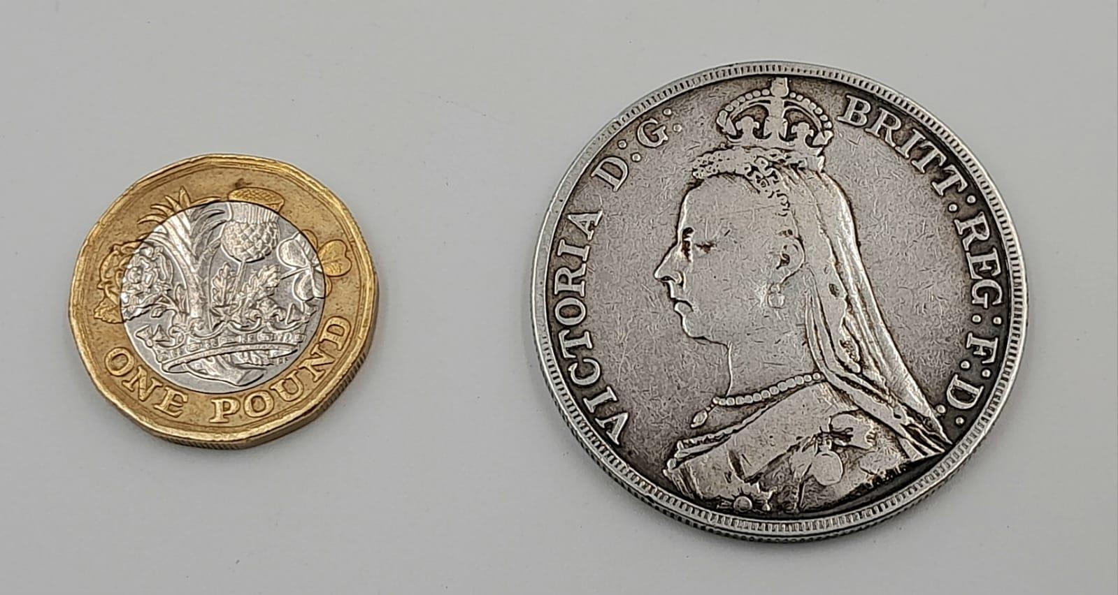 An 1899 Queen Victoria Silver Crown Coin. VF/EF grade but please see photos. - Image 3 of 3