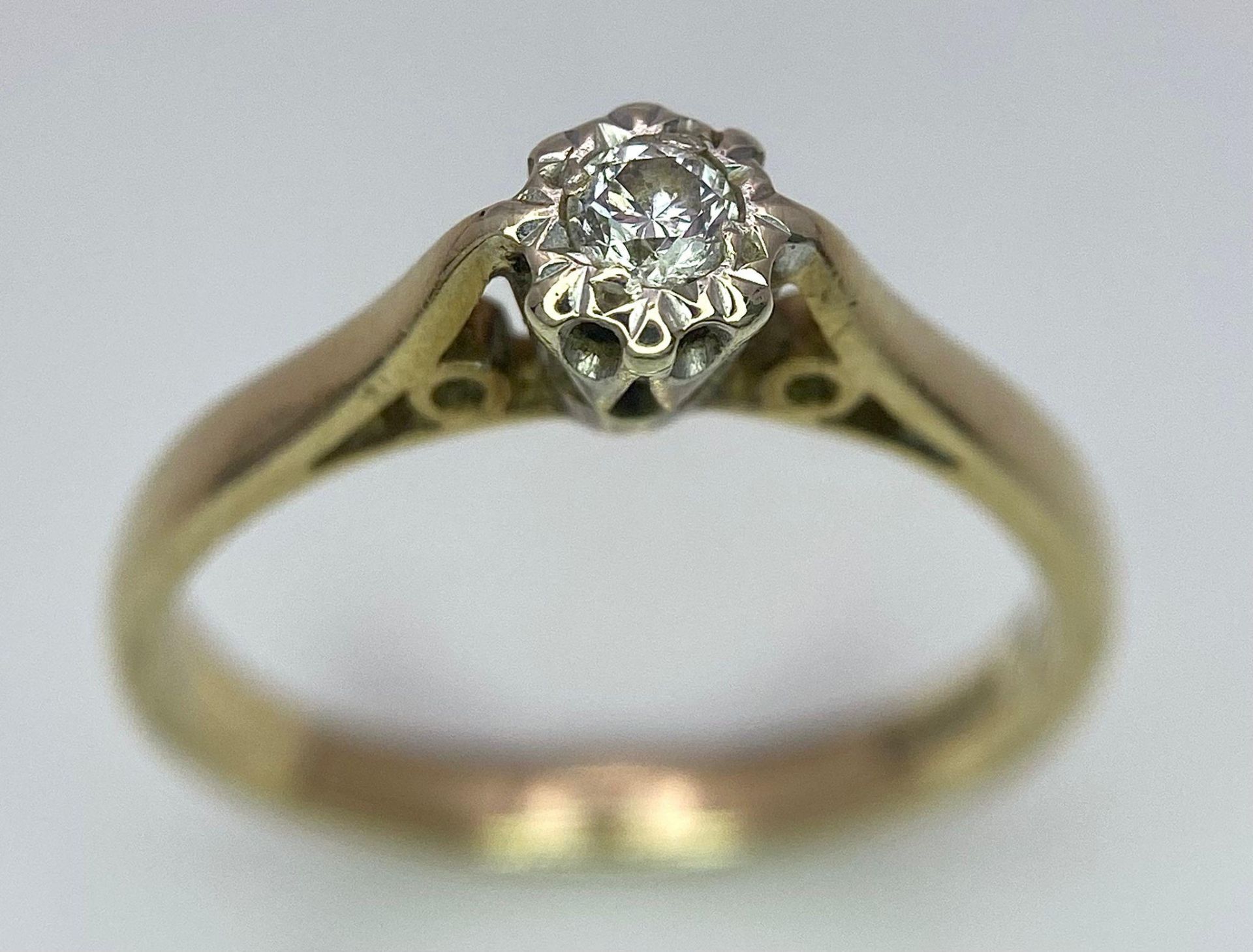 A 9 K yellow gold diamond solitaire ring, size: J1/2, weight: 1.8 g. - Image 2 of 6