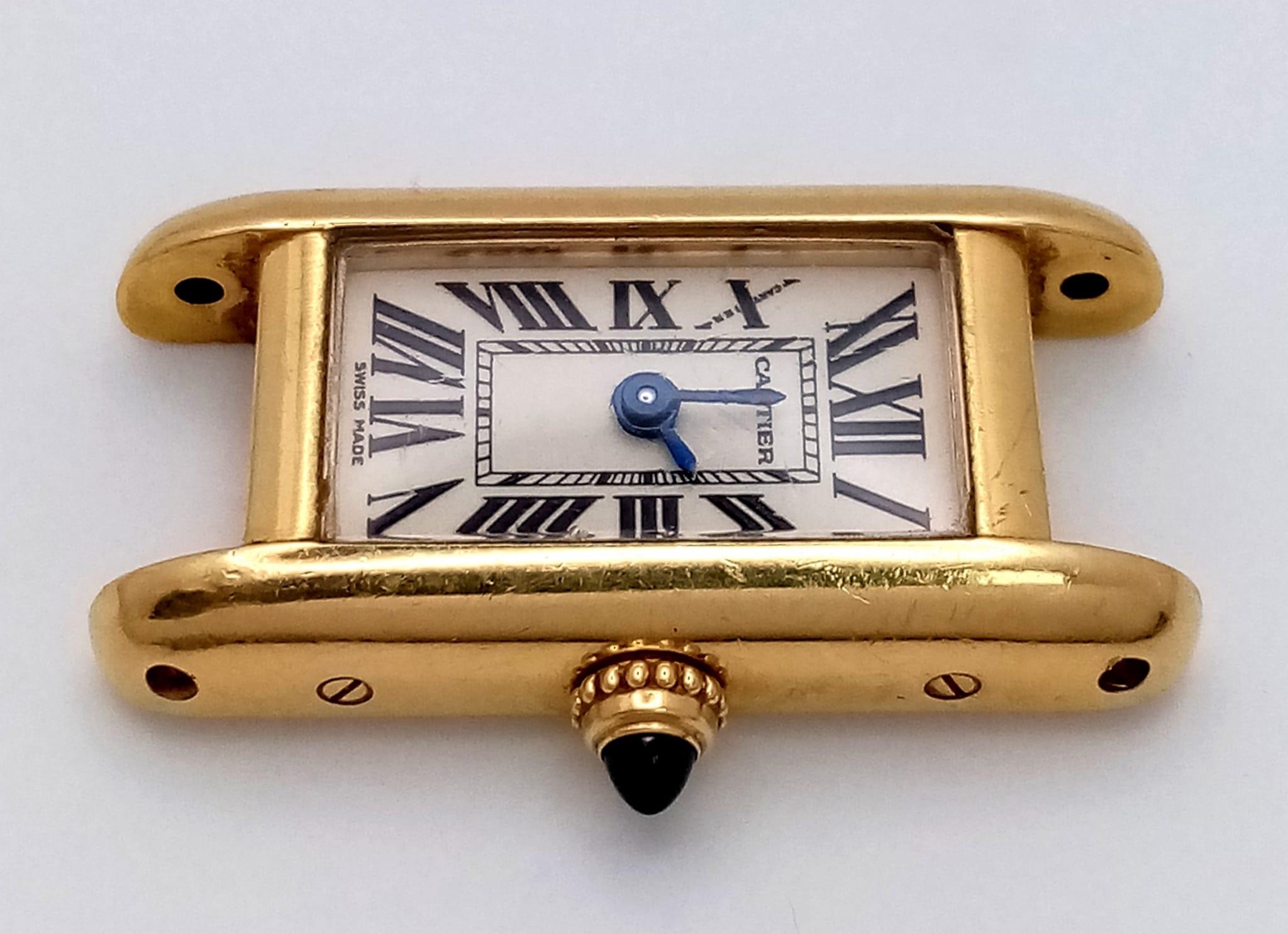A Vintage 18K Gold Cartier Mini Tank Ladies Watch Case. 18k gold case with 2443 and other Cartier - Bild 3 aus 8