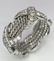A 9K WHITE GOLD FANCY DIAMOND KISS RING. 0.80ctw, Size K, 6.6g total weight. Ref: SC 8051