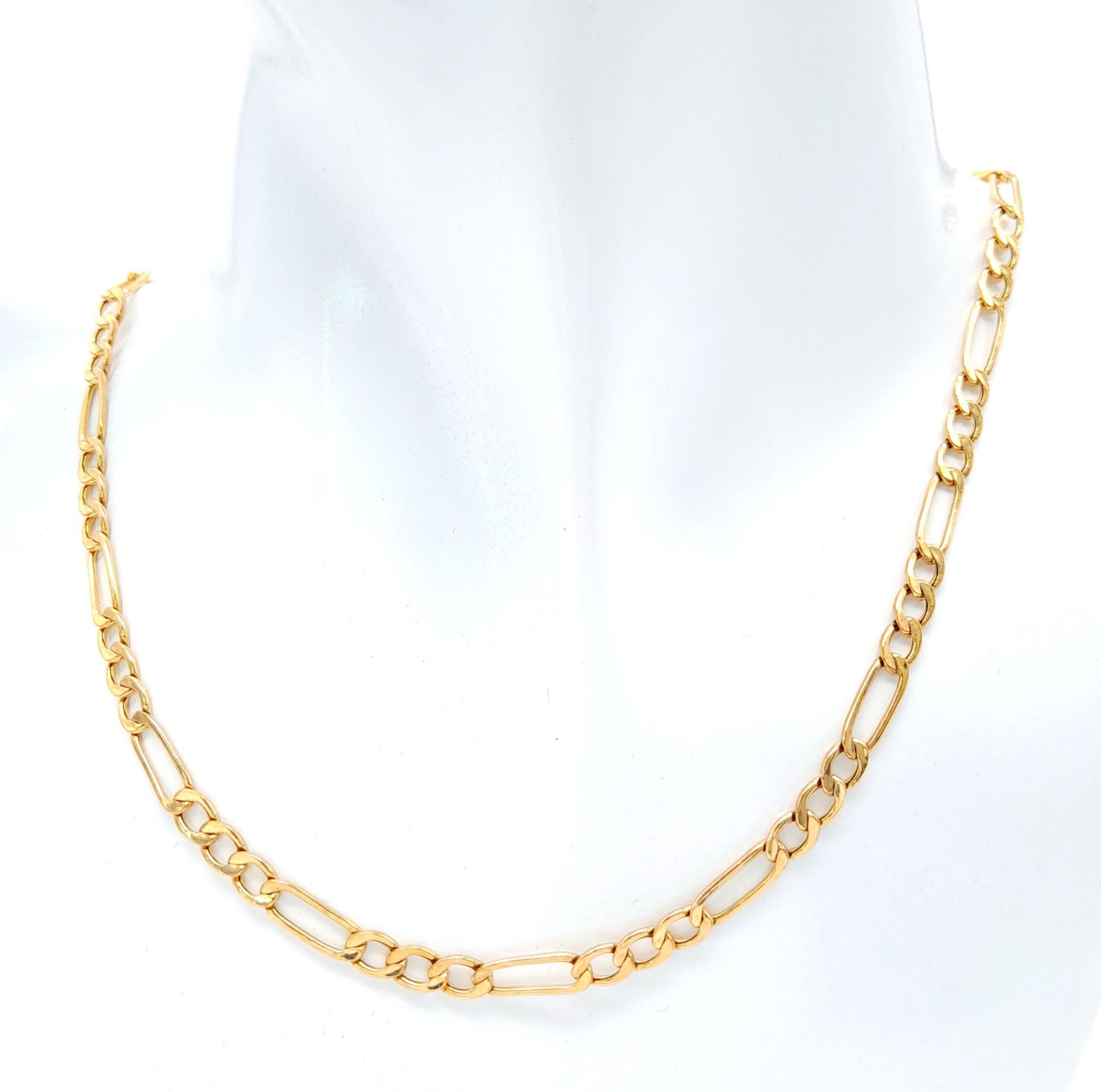 A 9K Yellow Gold Figaro Link Chain/Necklace. 46cm. 4.4g weight.