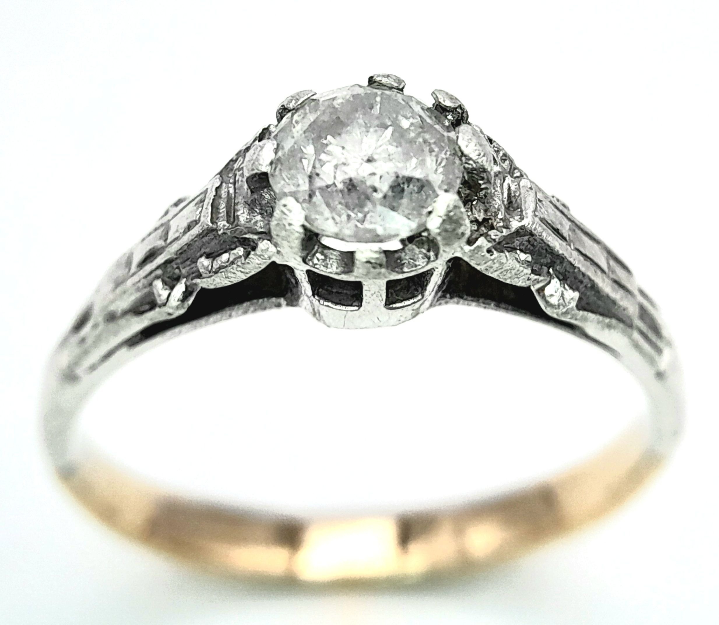 A 9K Yellow Gold (tested) Diamond Solitaire Ring. Size M. 1.9g total weight. - Image 4 of 5