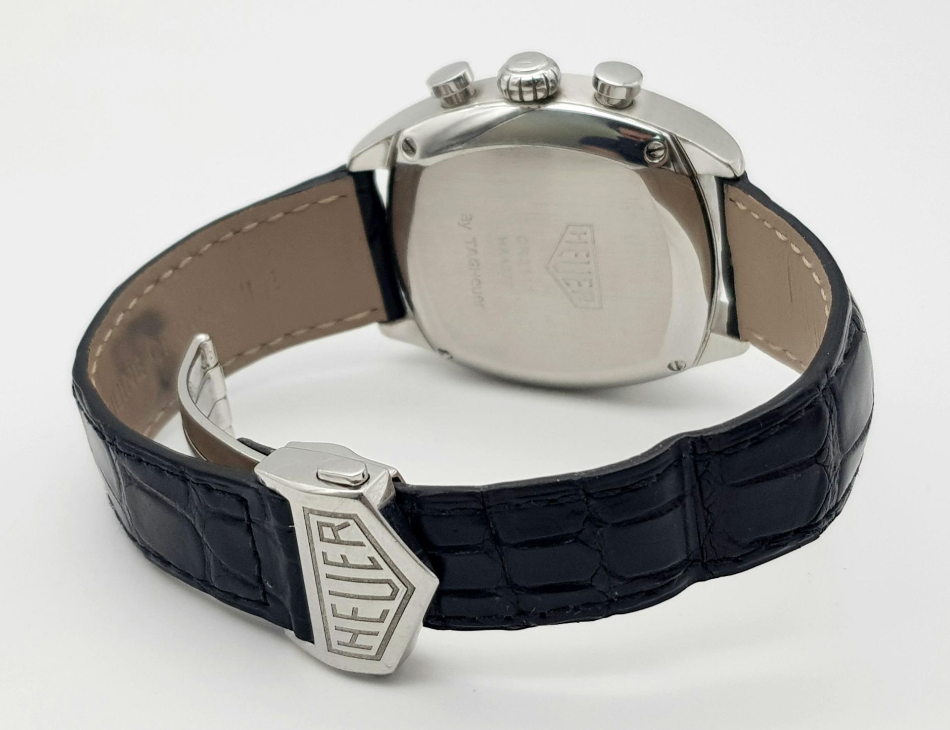 A Tag Heuer Monza Re-Edition Automatic Chronograph Watch. Model CR2111. Black Croc Leather Tag - Bild 3 aus 7