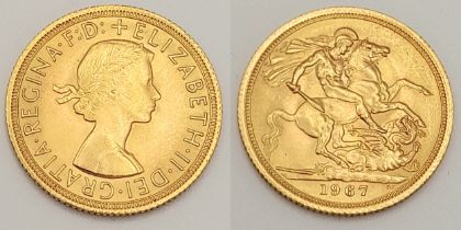 A full sovereign Queen Elizabeth II, 1967, full weight (8 g)