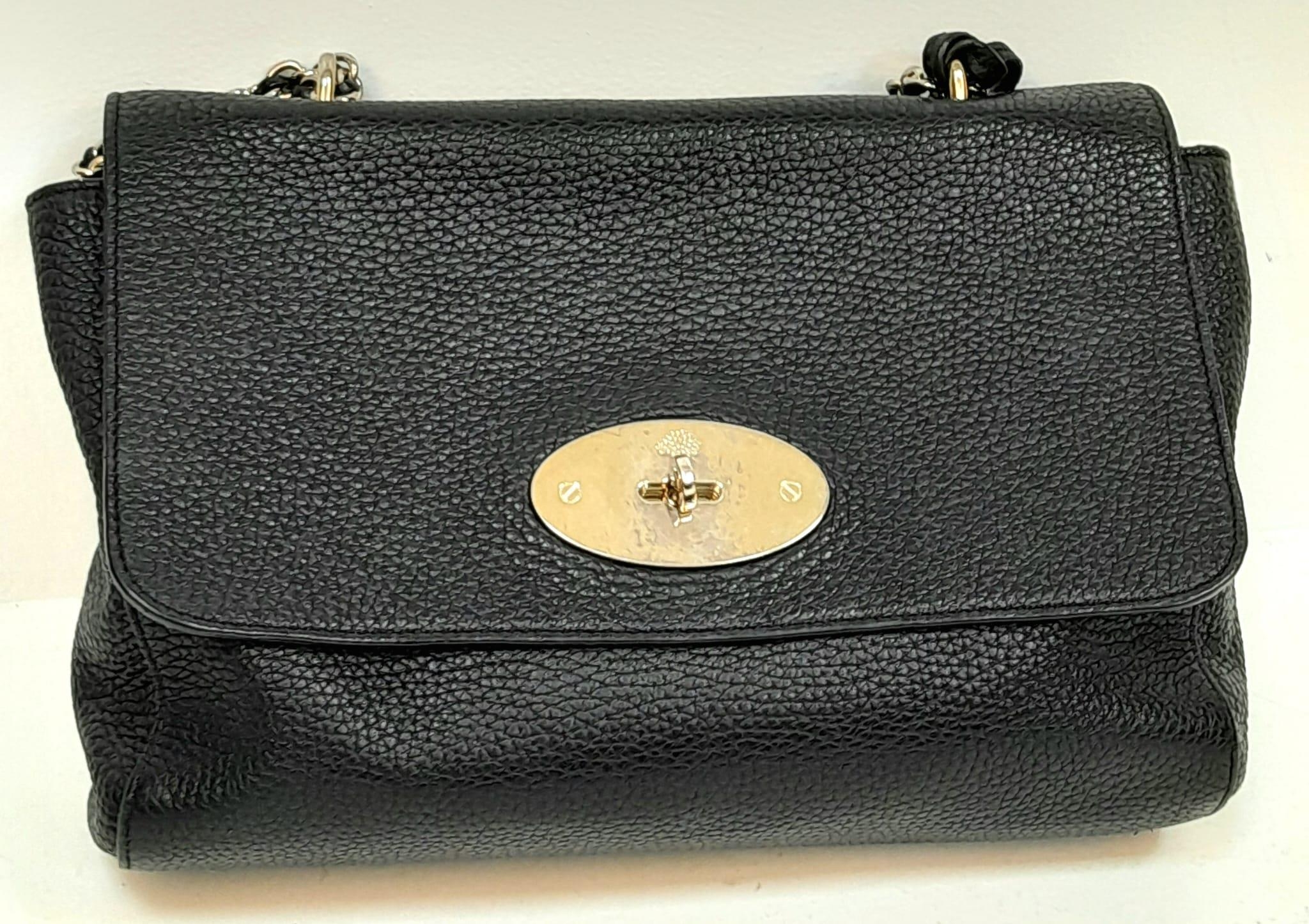 A Mulberry Black 'Lily' Bag. Leather exterior with gold-toned hardware, chain and leather strap, - Image 2 of 12
