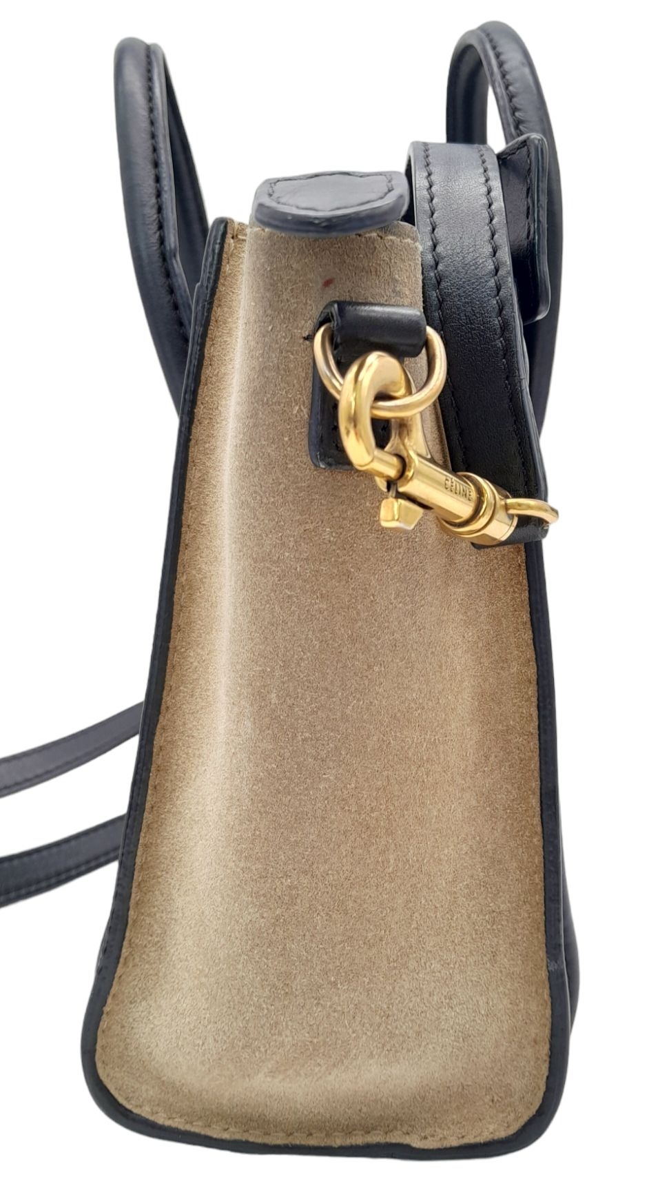 A Celine Tri Colour Hand/Shoulder Bag. Burgundy and black leather exterior with soft textile - Image 5 of 11