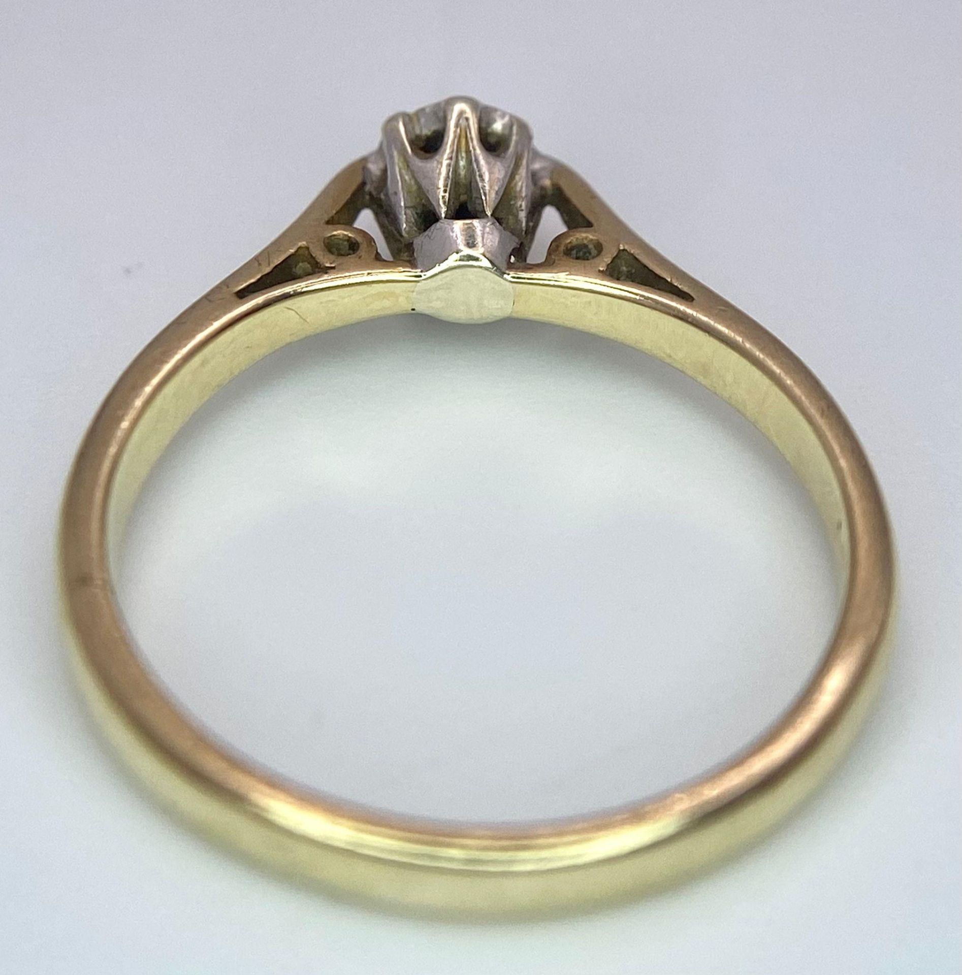 A 9 K yellow gold diamond solitaire ring, size: J1/2, weight: 1.8 g. - Image 5 of 6