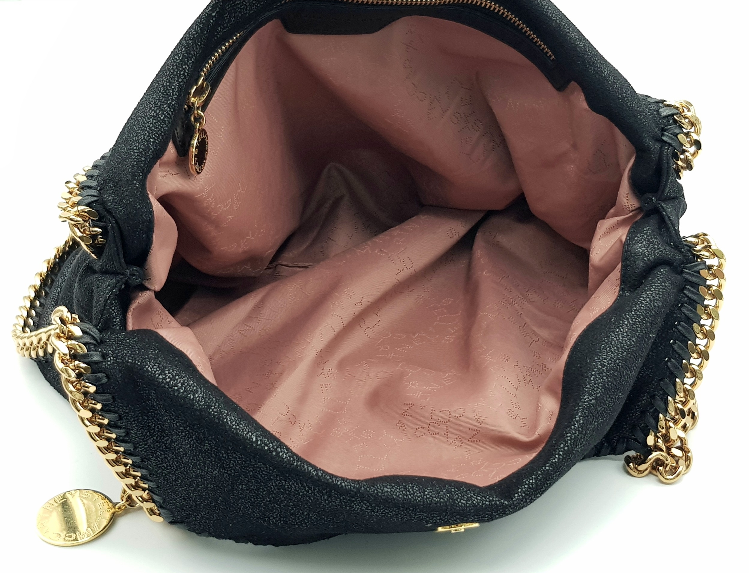 A Stella McCartney Black Falabella Shoulder/Tote Bag. Faux suede exterior with gold-toned heavy - Image 7 of 11