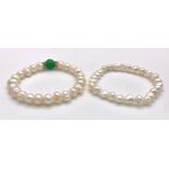 Two Expandable Cultured Pearl Bracelets.