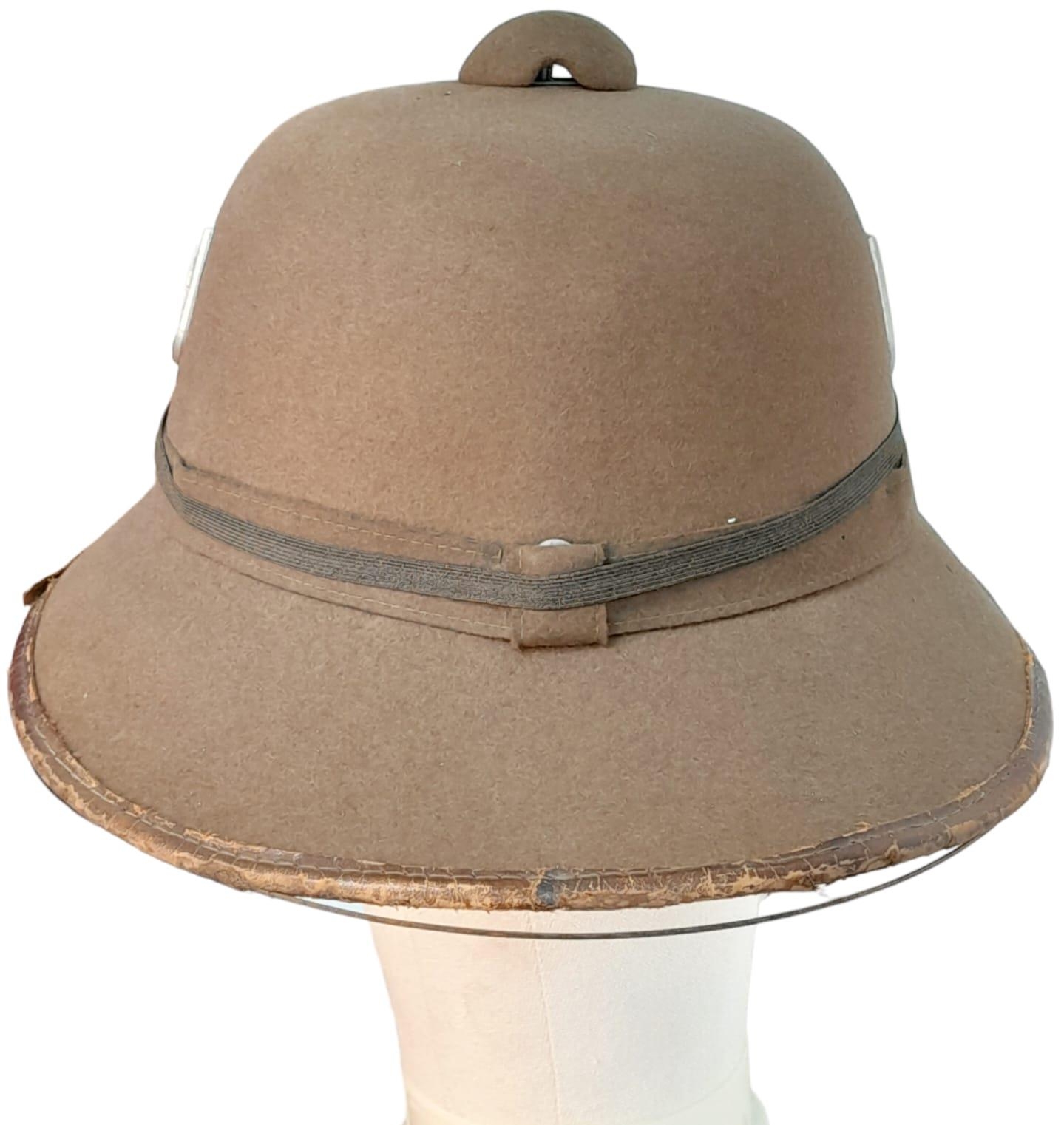 WW2 Mk II German Africa Corps Tropical Helmet inc Sand Goggles. There is a small field repair to the - Image 5 of 6