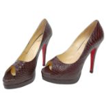 A Pair of Christian Louboutin Open-Toed High Heel Ladies Shoes. Size 40. Please see photos for
