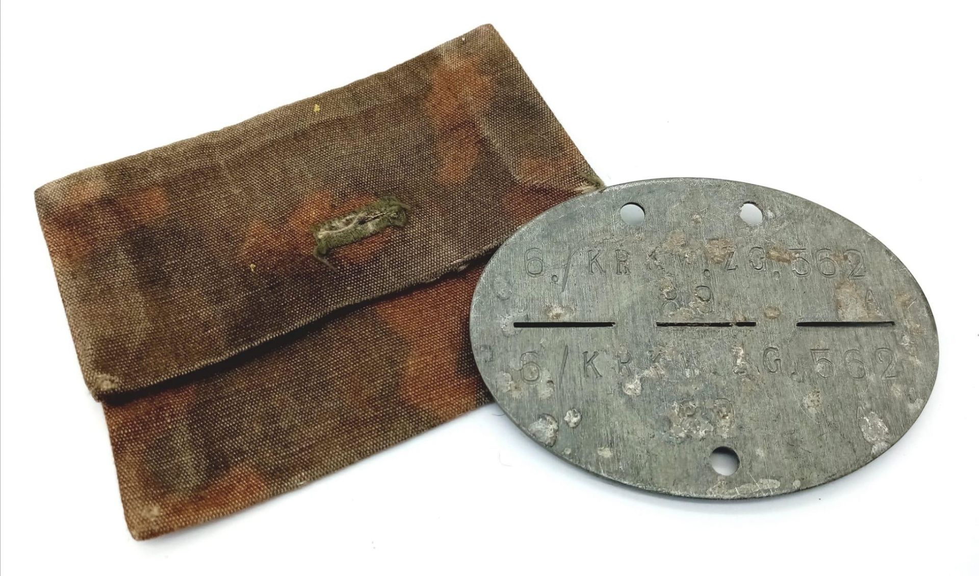WW2 German Army Dog Tag for an Infantry Driver. The tag comes in a home-made pouch.