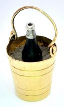 A 9K Yellow Gold Champagne Bucket with a Champagne Bottle Inside Charm. 2.5cm length, 1.9g total