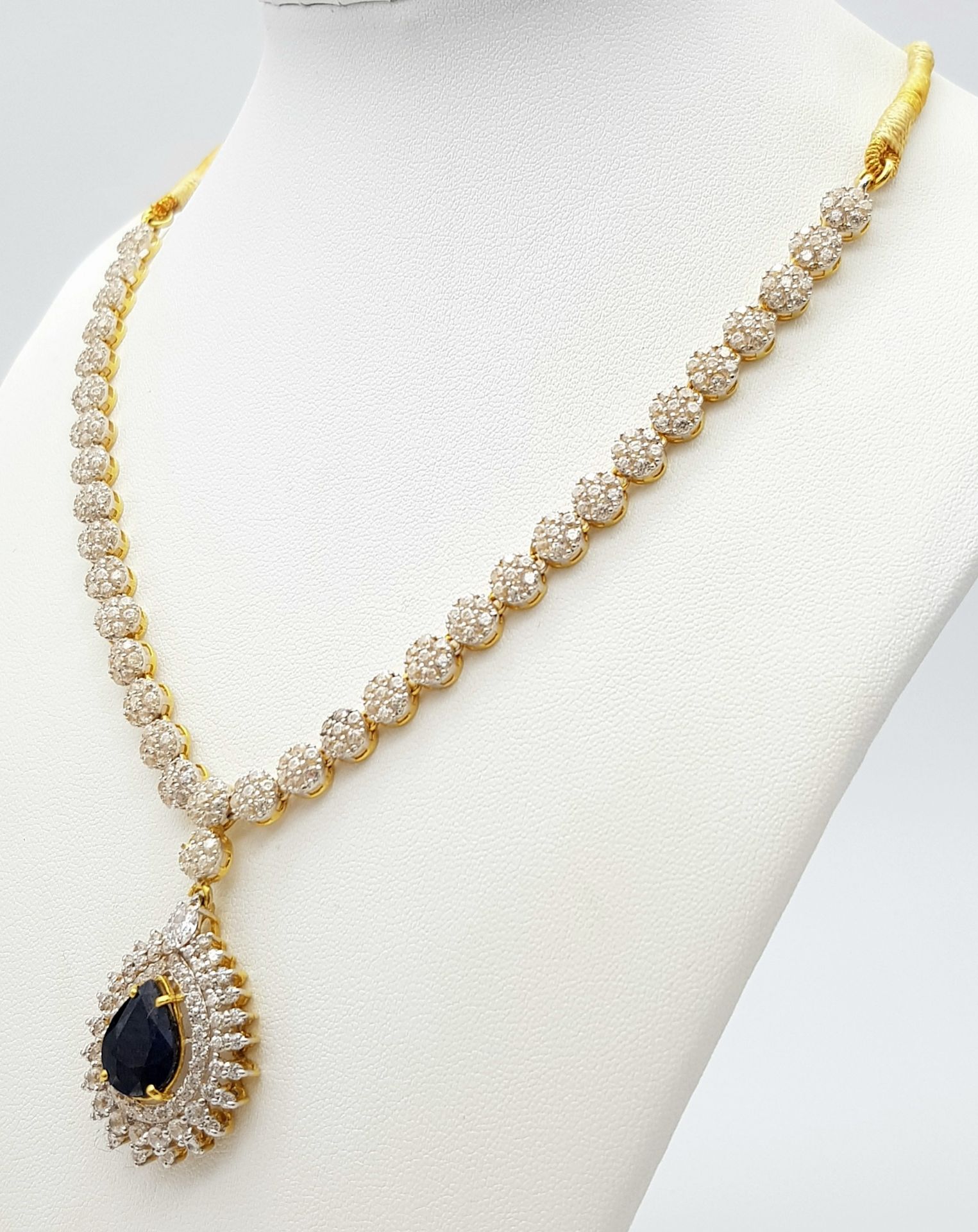A Fabulous Jewellery Lot! A 21K Rich Yellow Gold Diamond and White Stone (one missing) Necklace with - Image 6 of 7