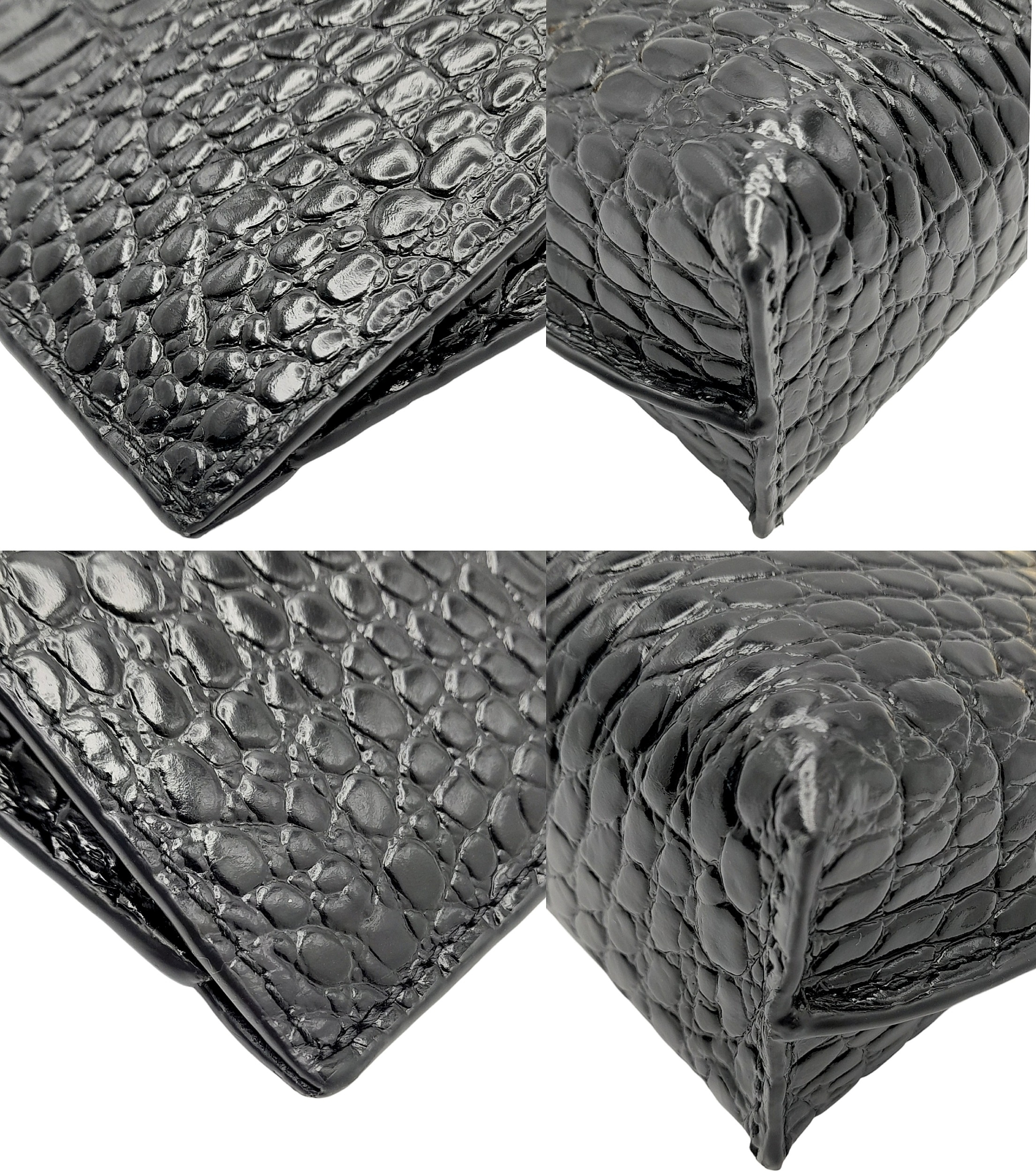 A Strathberry Black THE STYLIST Crossbody Bag. Crocodile embossed leather exterior with gold-toned - Image 10 of 10