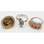 Three Different Style 925 Silver Rings. Sizes: Q, R and S.