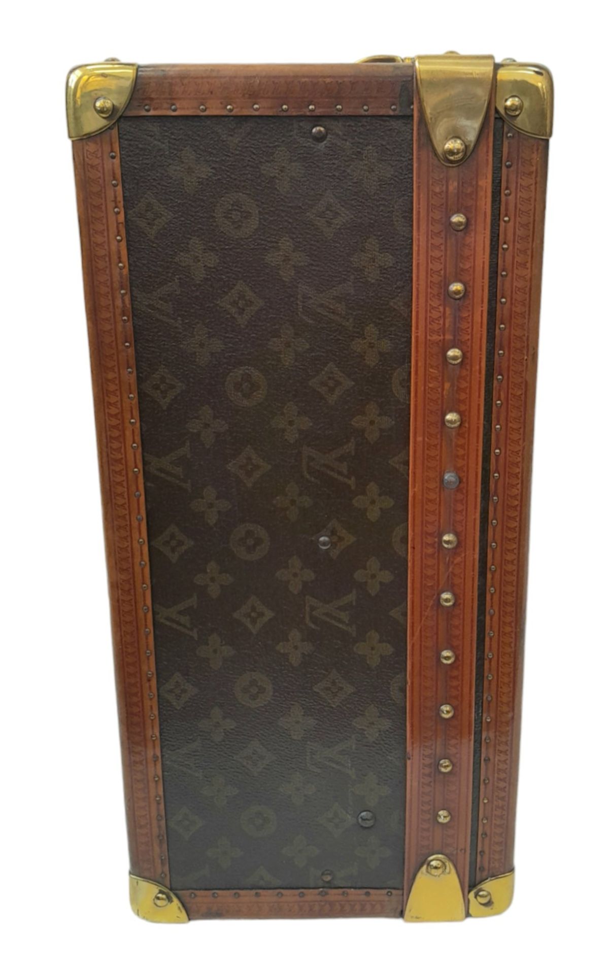 A Vintage Possibly Antique Louis Vuitton Trunk/Hard Suitcase. Canvas monogram LV exterior with - Image 10 of 15