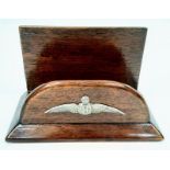 WW1 Letter Rack Made from Propeller Wood and Solid Silver Officers Pilots Wings.