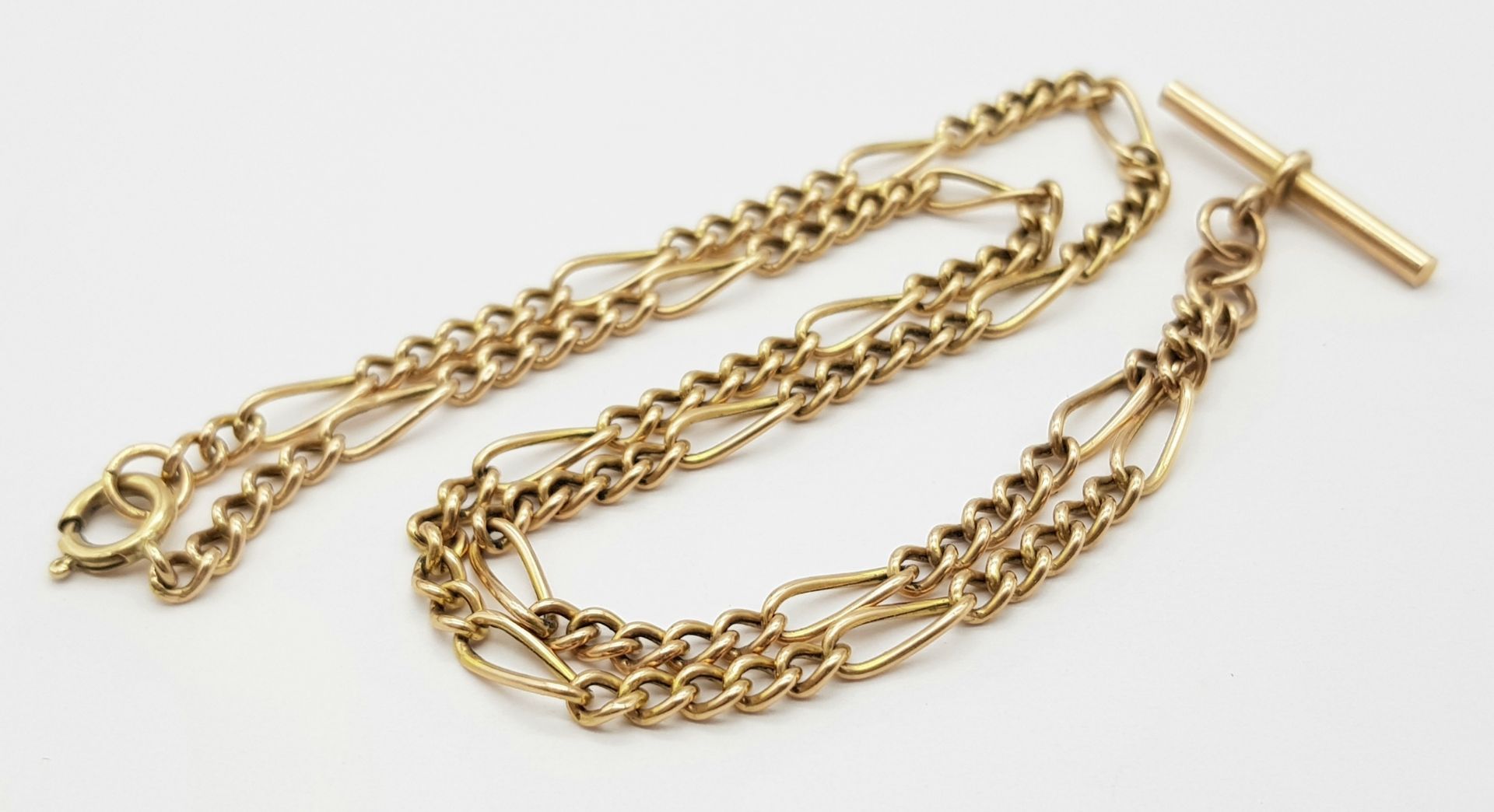 A Vintage 9K Rose Gold Chain with T-Bar. 44cm length. 7.8g - Image 2 of 4