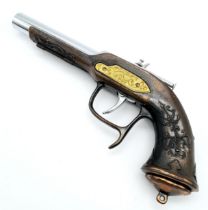 A Vintage Percussion Pistol Design Trigger Action Lighter. 20cm Length. UK MAINLAND SALES ONLY.