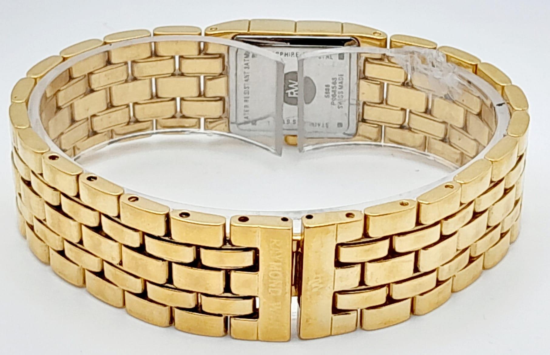 A Beautiful Gold Plated Raymond Weil Ladies Cocktail Watch. Gold plated bracelet and case - 17mm. - Image 3 of 8