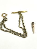 Yellow metal Breguet watch key & yellow metal watch chain