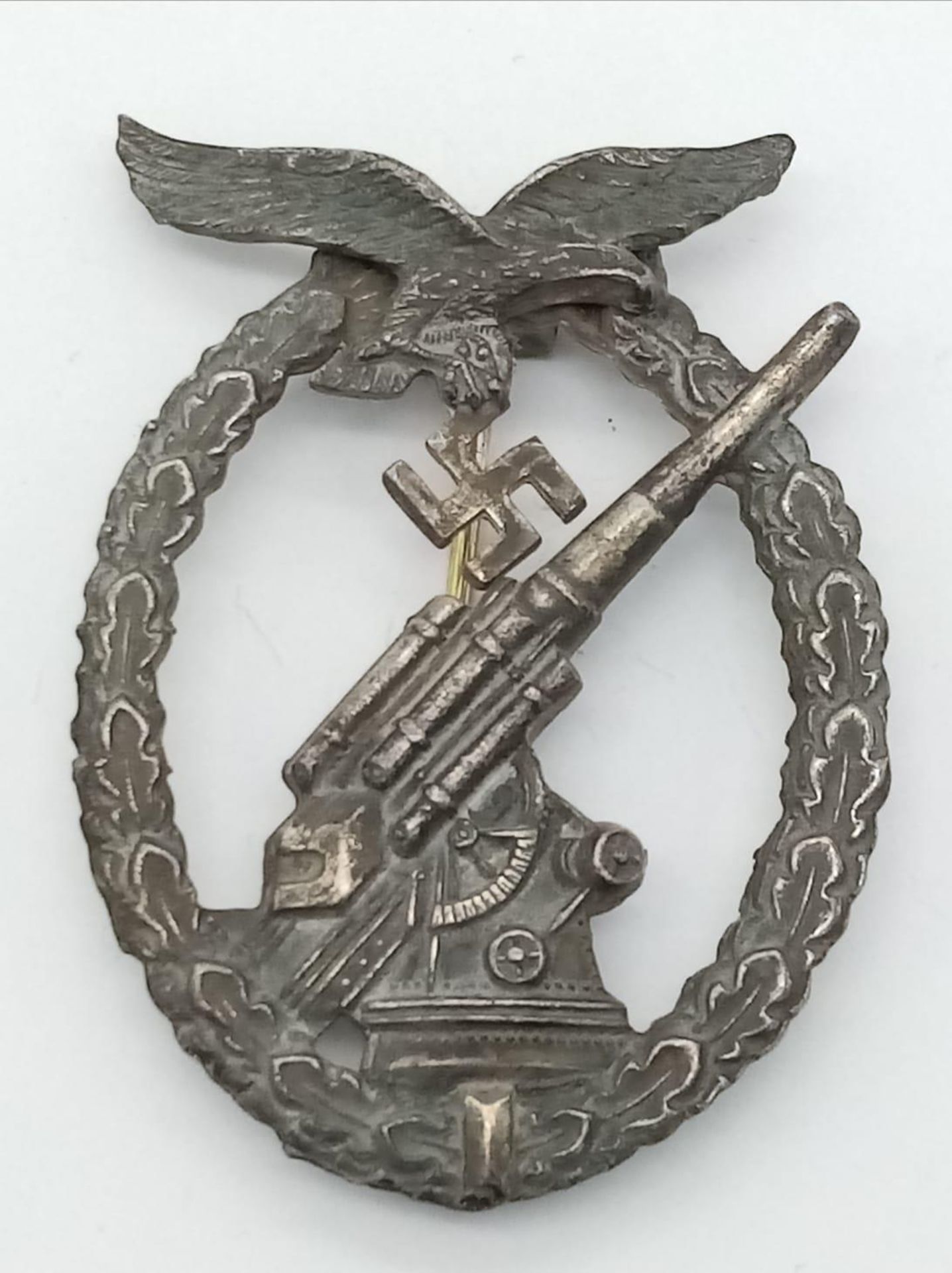 3rd Reich Luftwaffe Flakbzeichen Flak (Anti Aircraft) Badge. Maker Marked “43” for the Maker