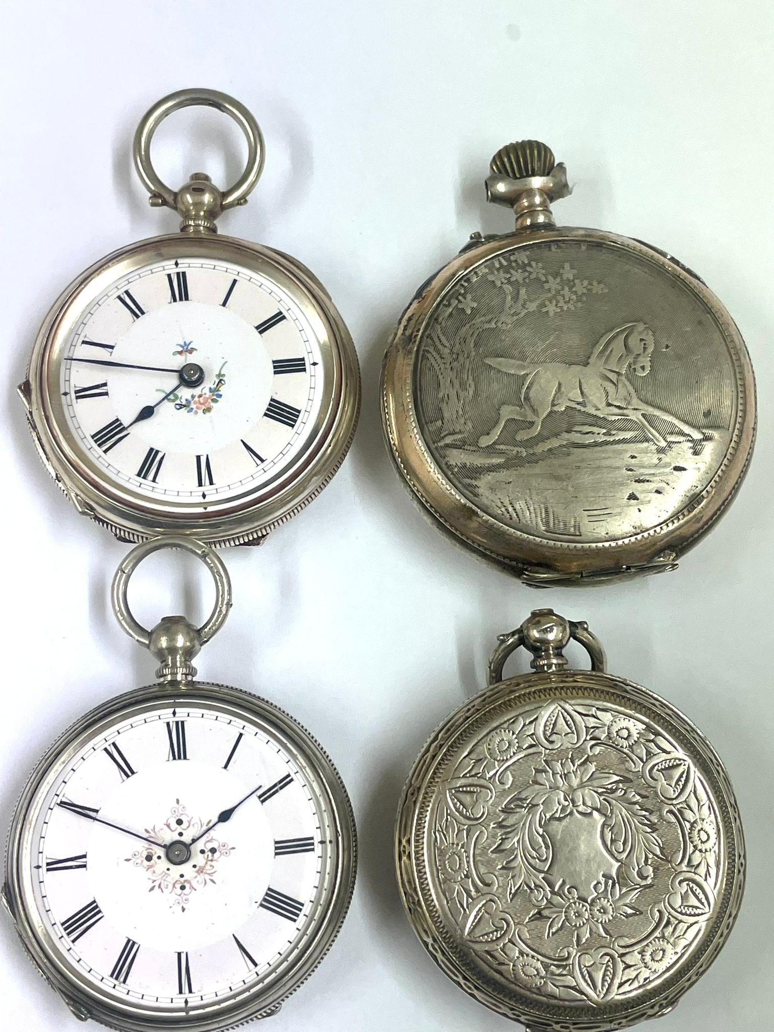 4x silver antique pocket watches as found - Image 2 of 2